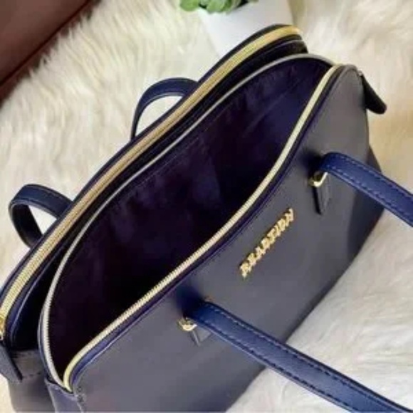 Reaction Kenneth Cole Arbol Dome Navy Blue Structured Satchel Handbag - Picture 4 of 16